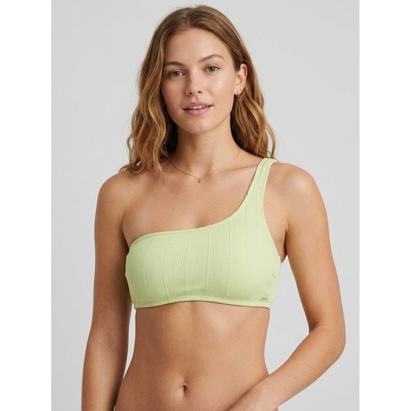 aerie Other - Aerie Womens XL Lime Green Ribbed One Shoulder Bandeau Bikini Top Swimwear